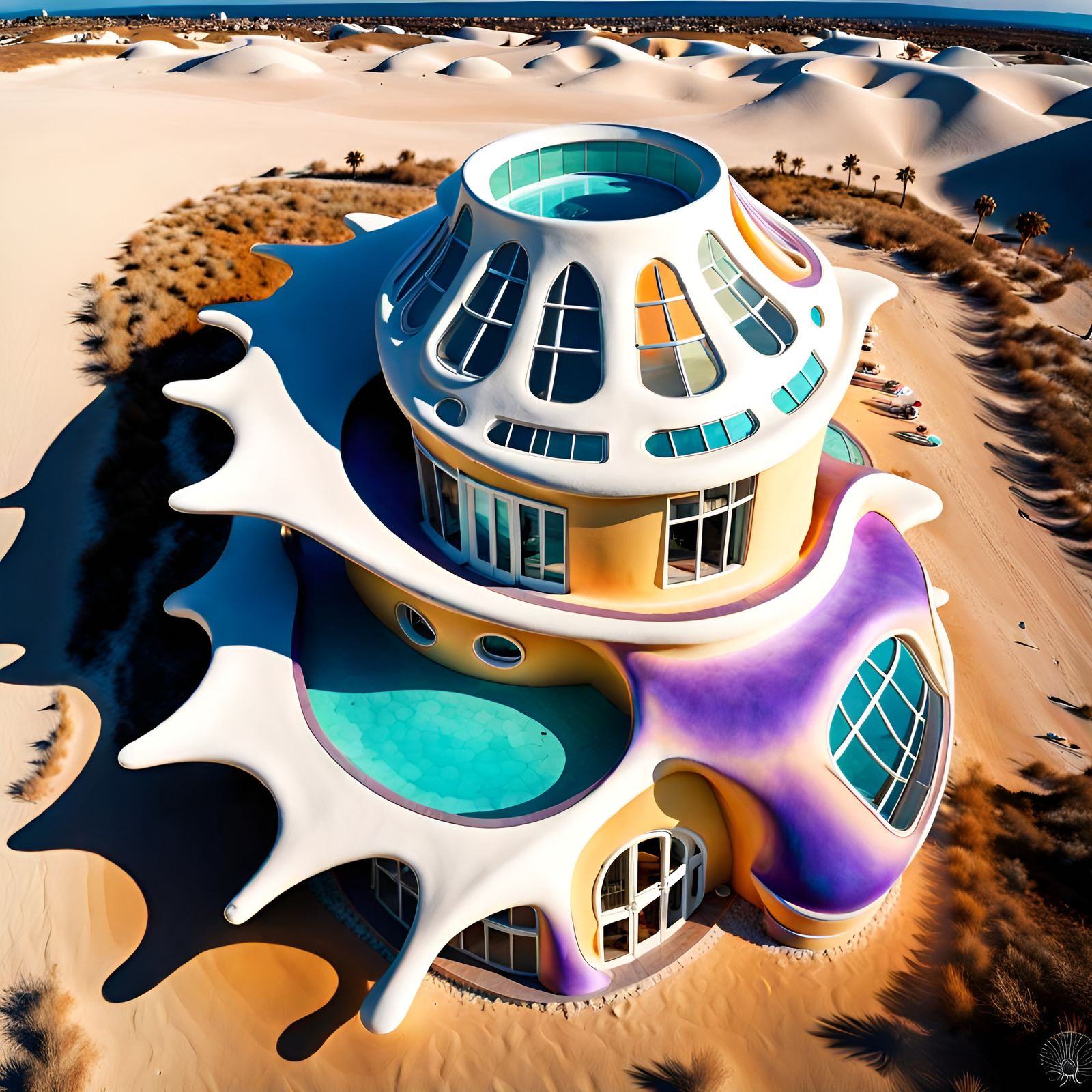 Gaudi-Style Horse Conch Shell House: Bird's-Eye View