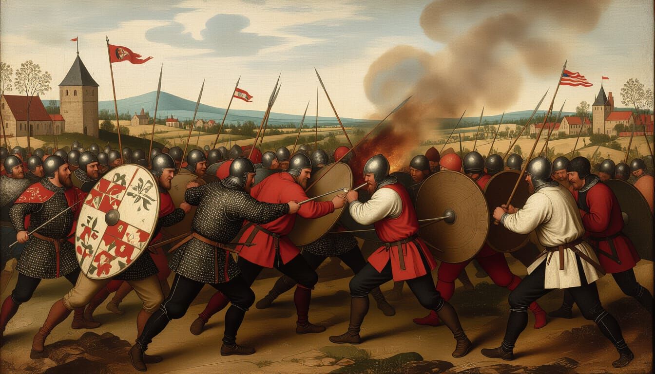 Chaotic Medieval Battle in Renaissance Style