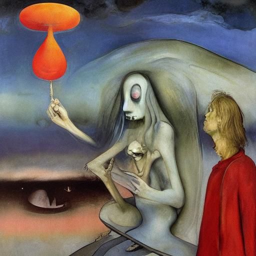 Surreal UFO in Gouache and Watercolor Style