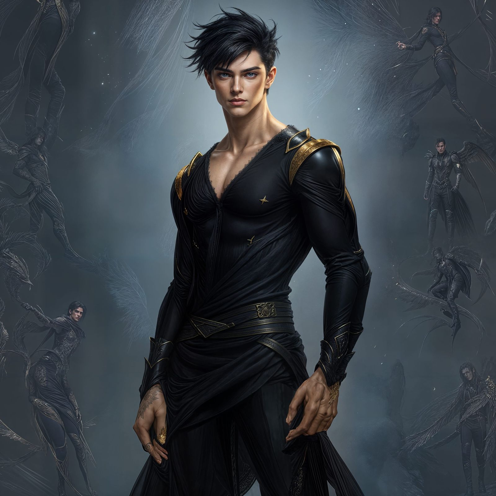 Intricately Tattooed Illyrian Prince with Violet Eyes