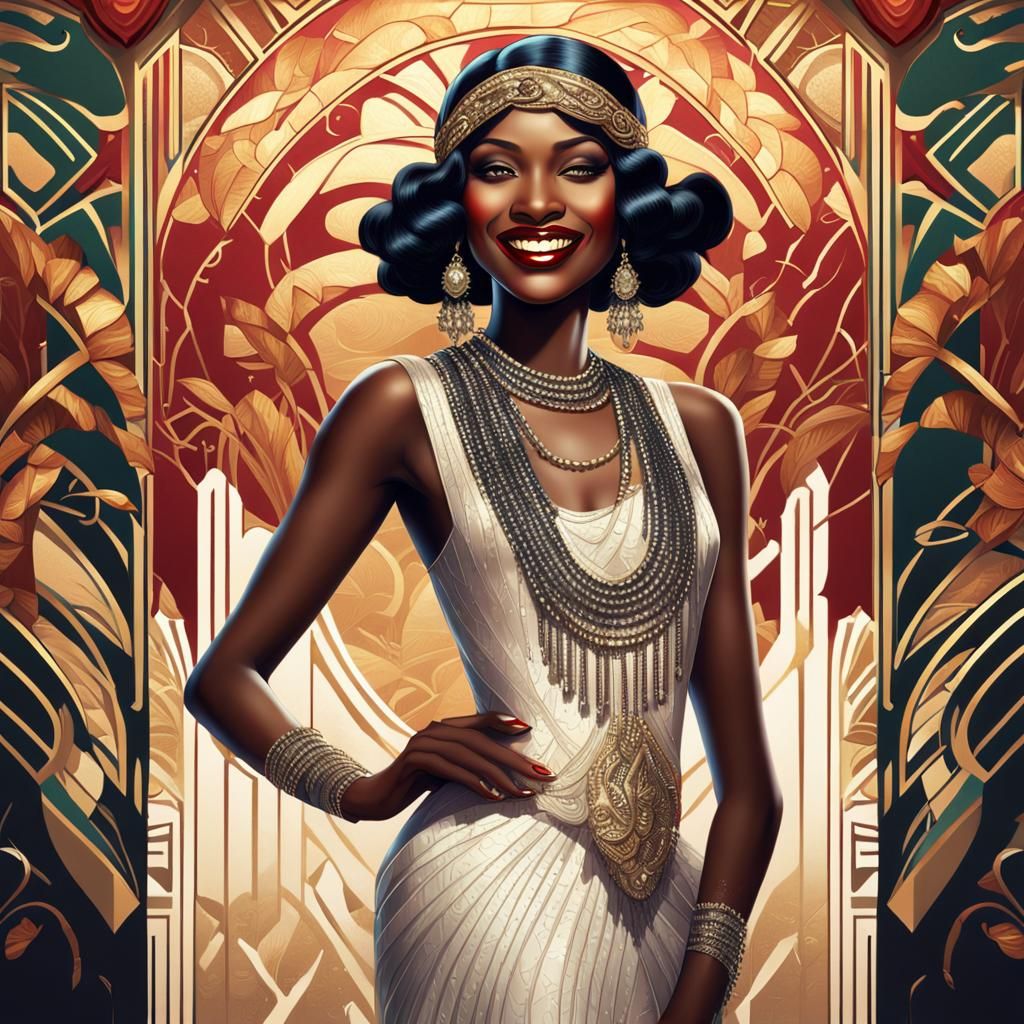 Art Deco Flapper Illustration in 1920s Style