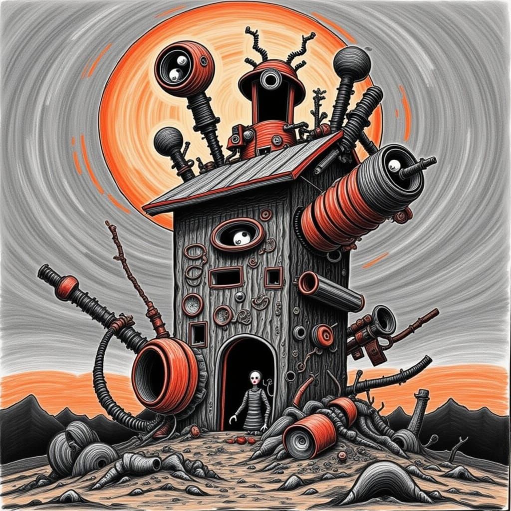 Surreal Cyberpunk Landscape with Icy Swirls