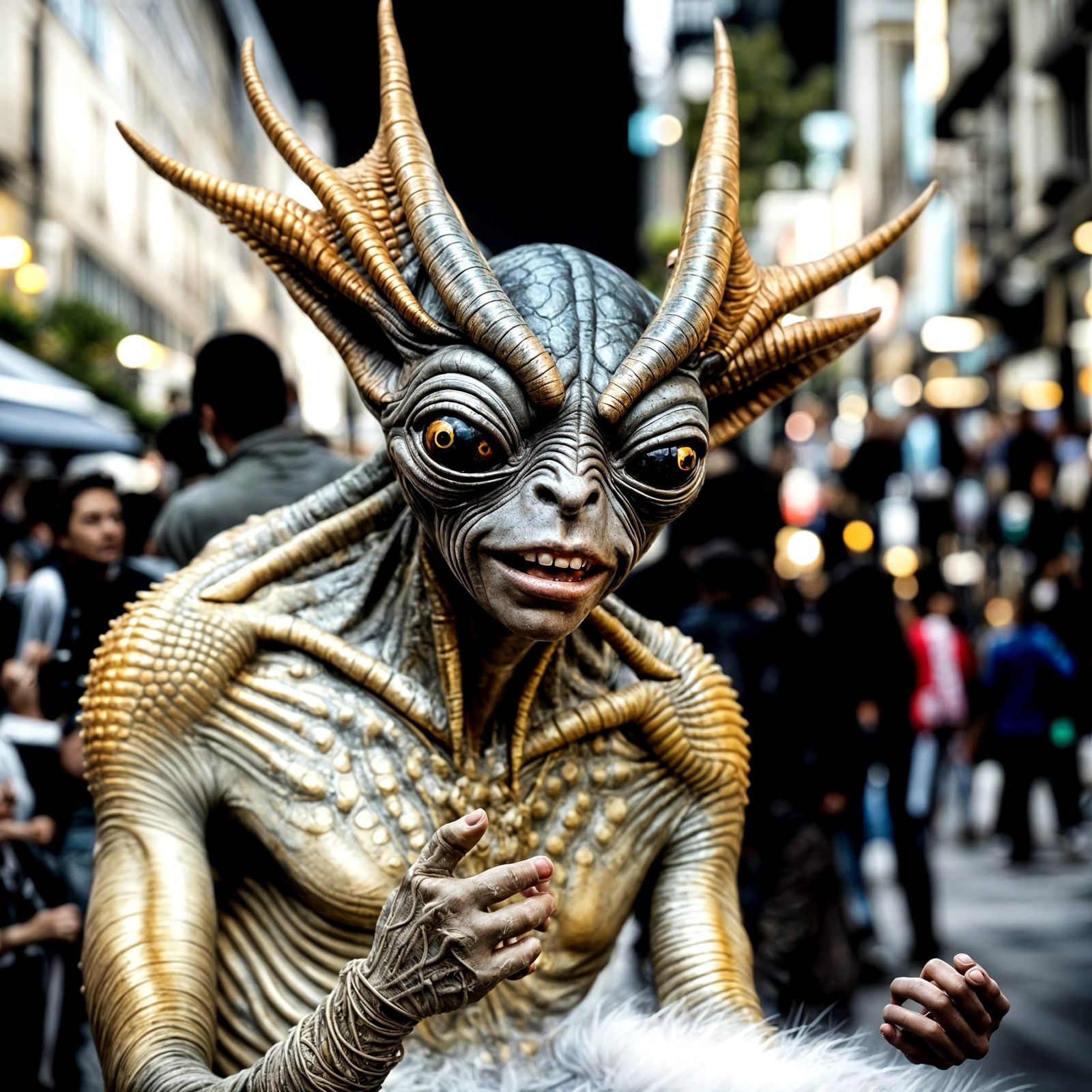 Aliens and Humans at Rock Concert: Photorealistic Image