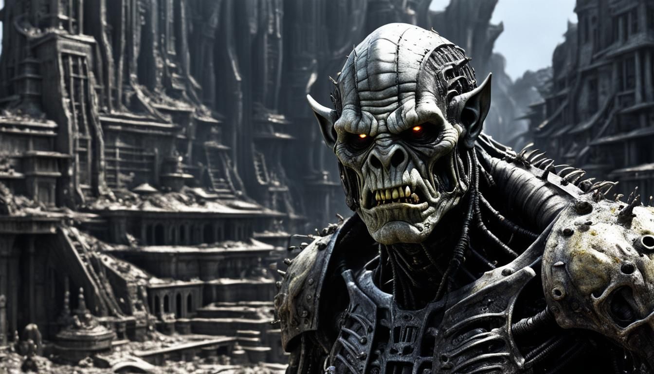 Hyperrealistic Orc with Splatter Paint Details