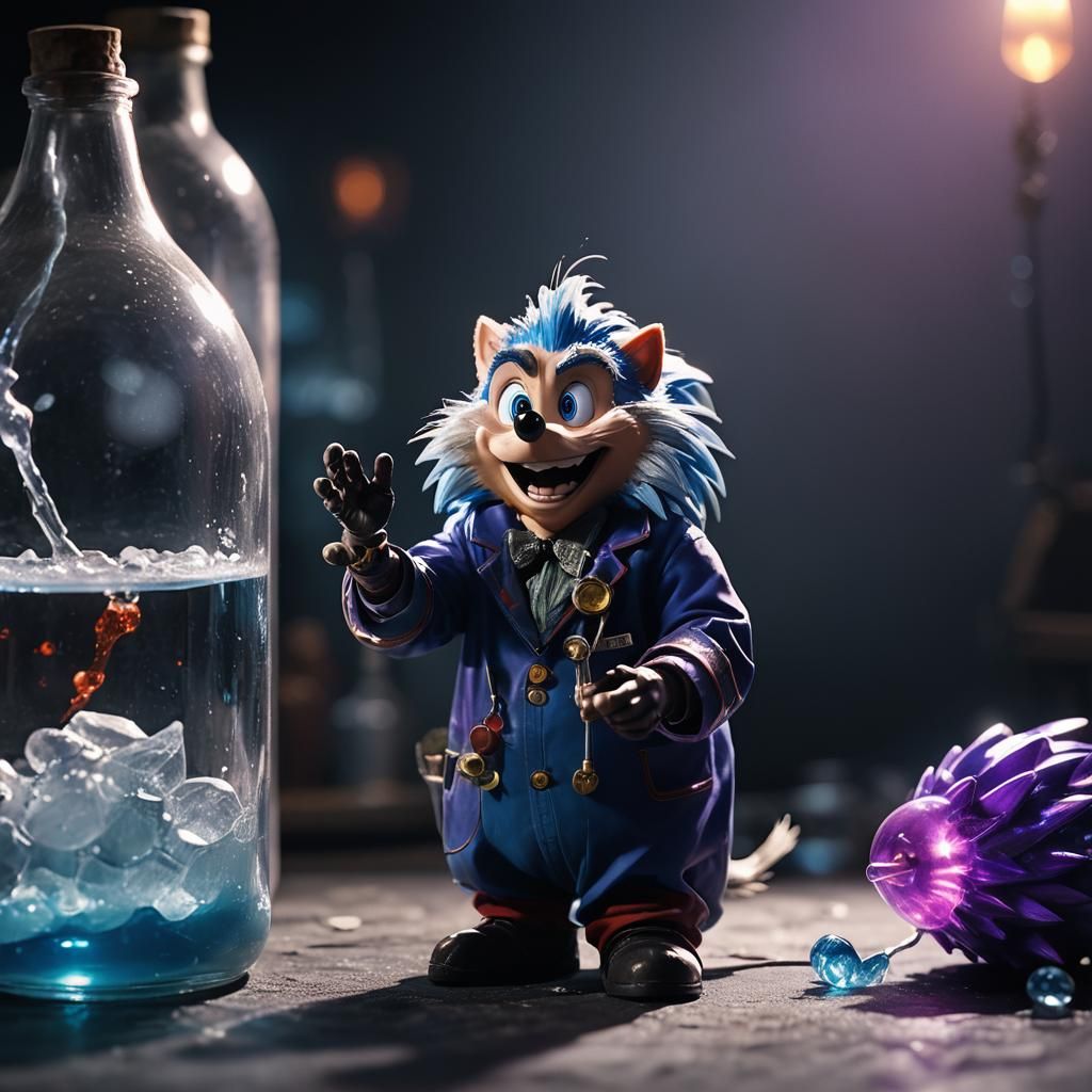 Doctor Eggman Traps Sonic: A Cinematic Film Still