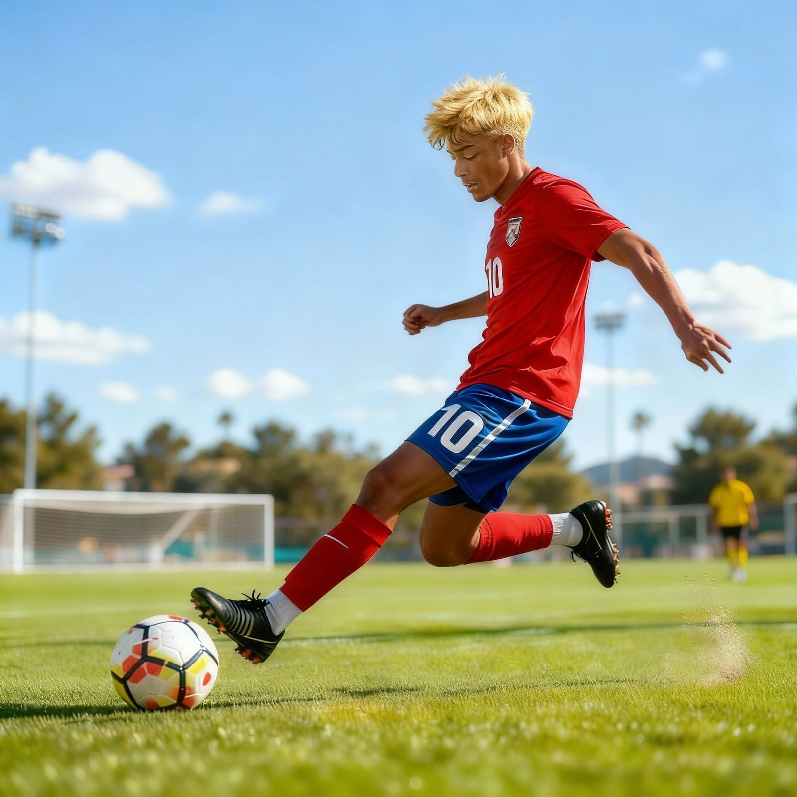 Football Player Kicking Ball With Inside of Foot