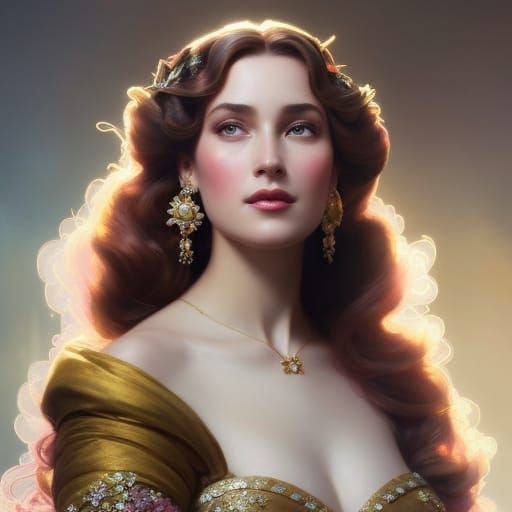 Princess Belle Portrait in Digital Art Style