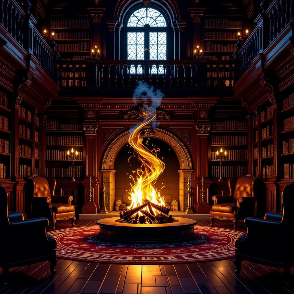 Whiskey Fire Hearth in Grand Library