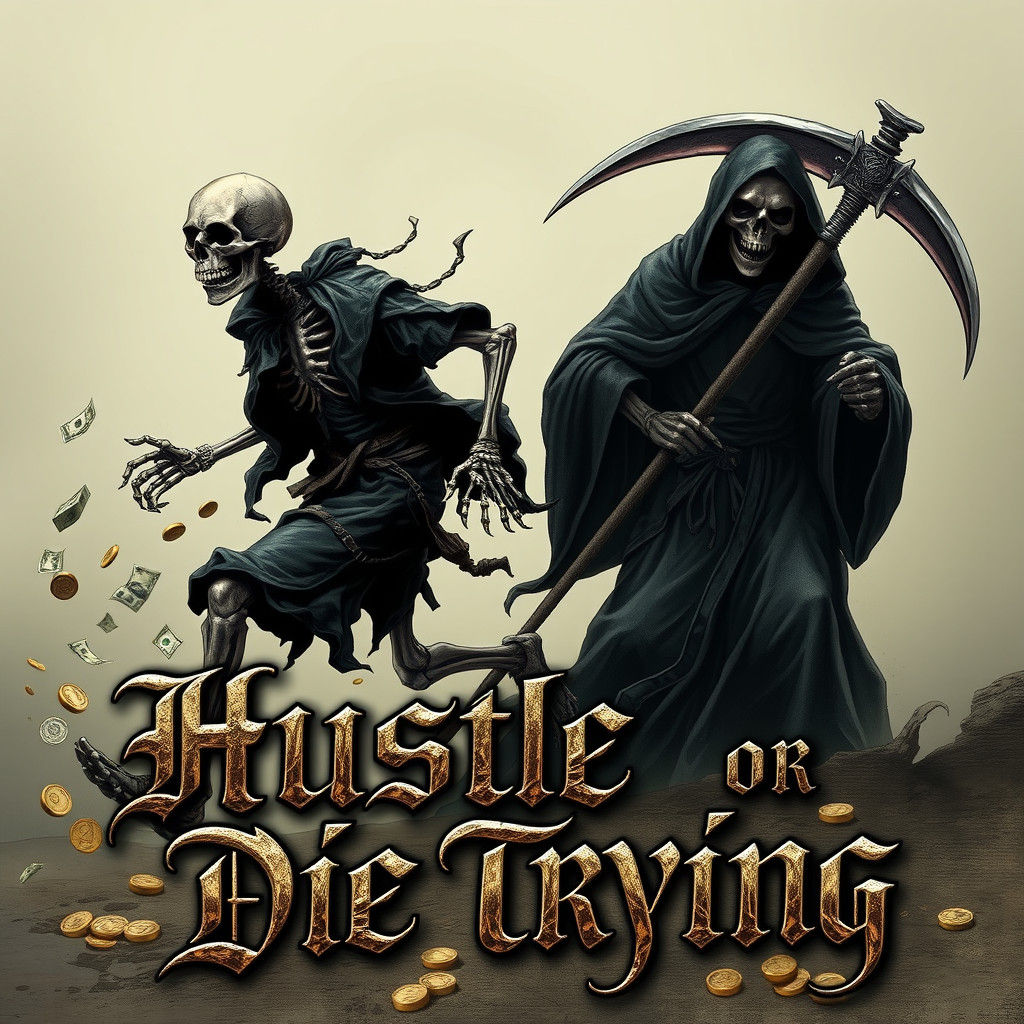 Skeleton's Desperate Flight from Grim Reaper