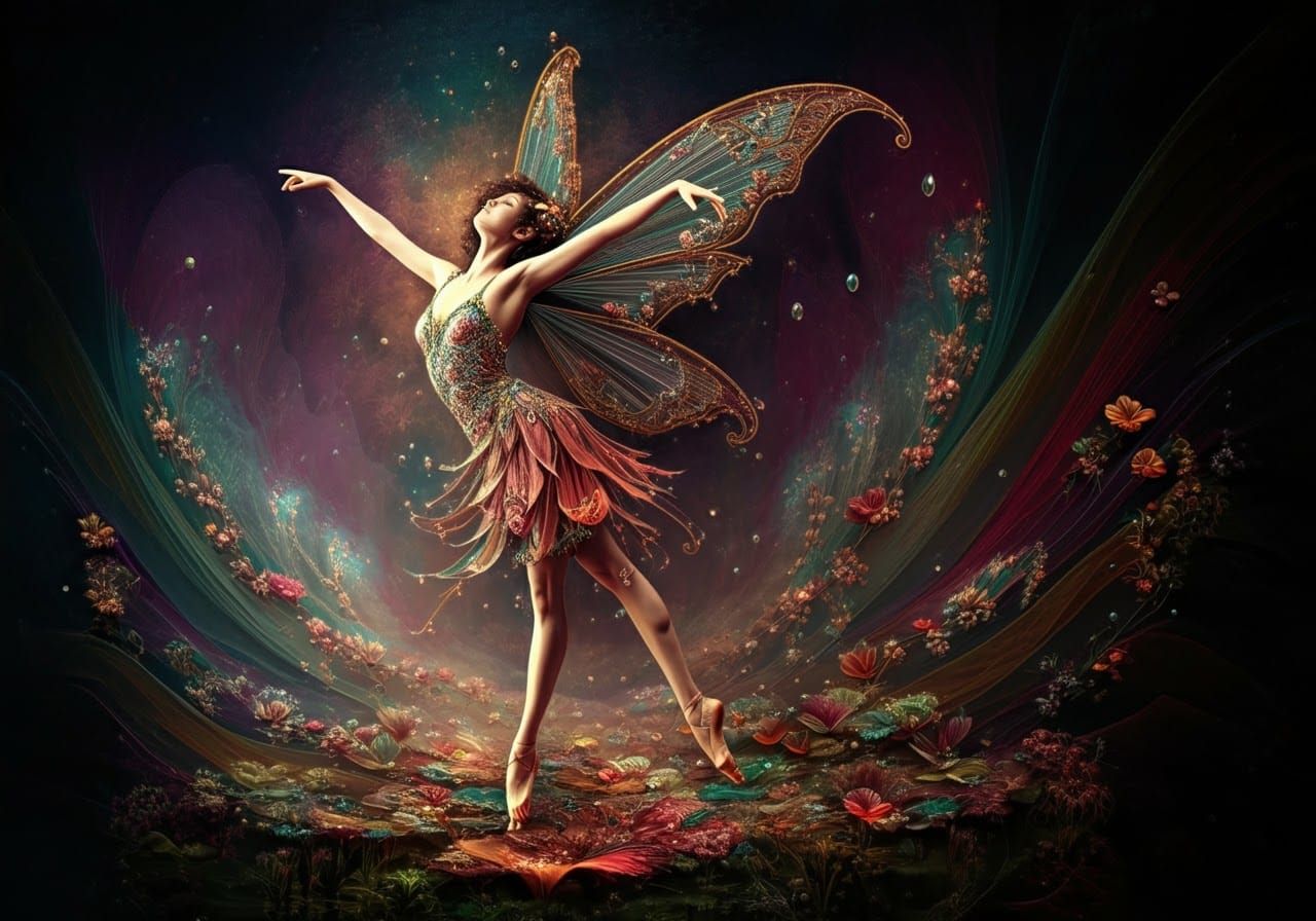 Ethereal Fairy Dance in Surreal String Art