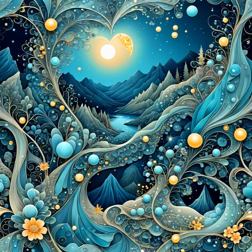 Moonlit Maiden in Forest with Fireflies and Pearls