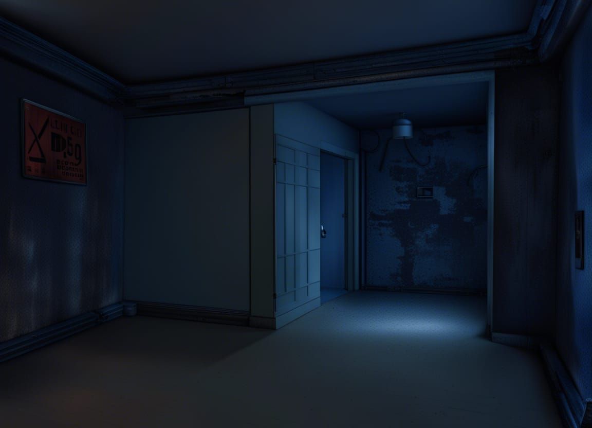 Eerie Alien Room in Dark Liminal Space