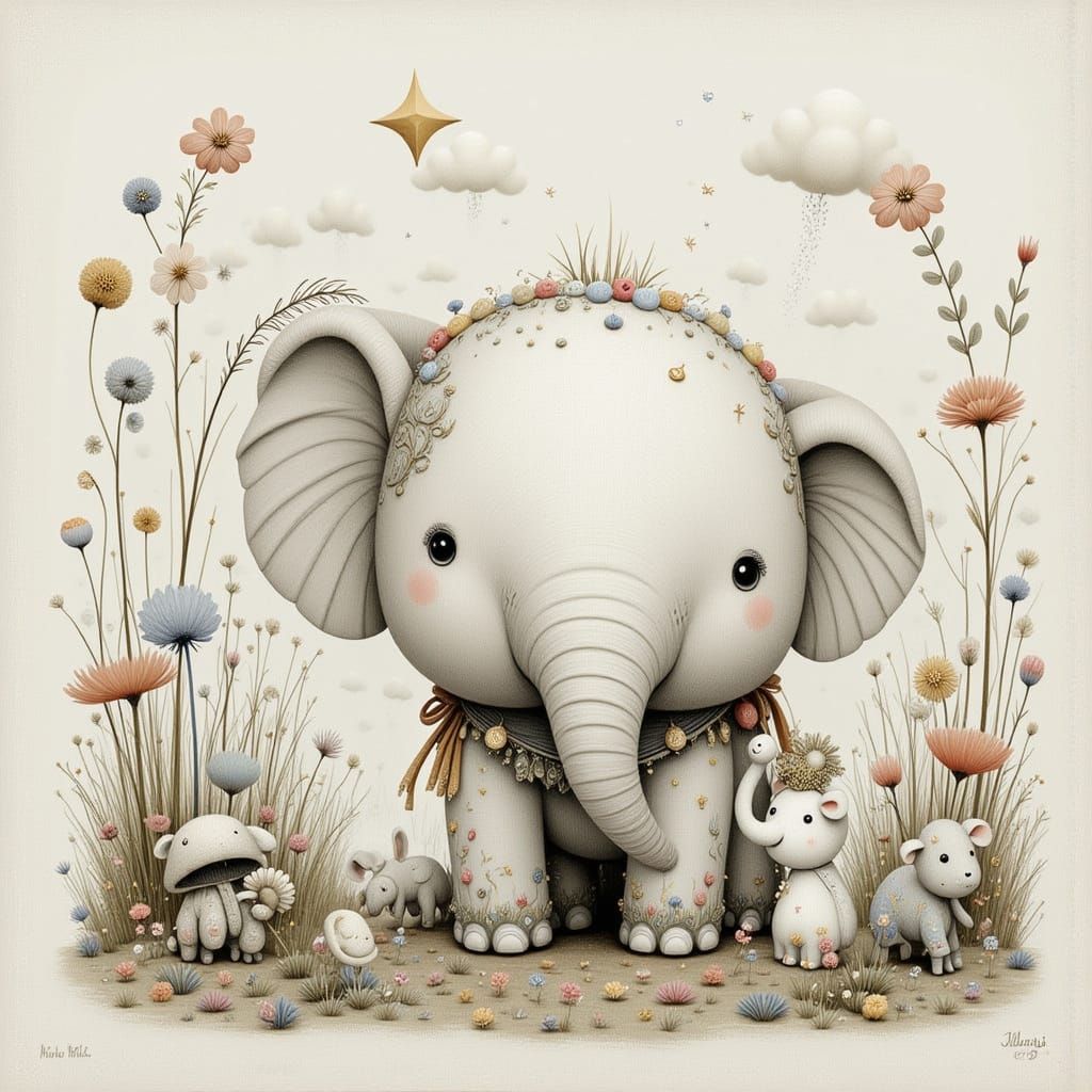 Gentle White Elephant Art