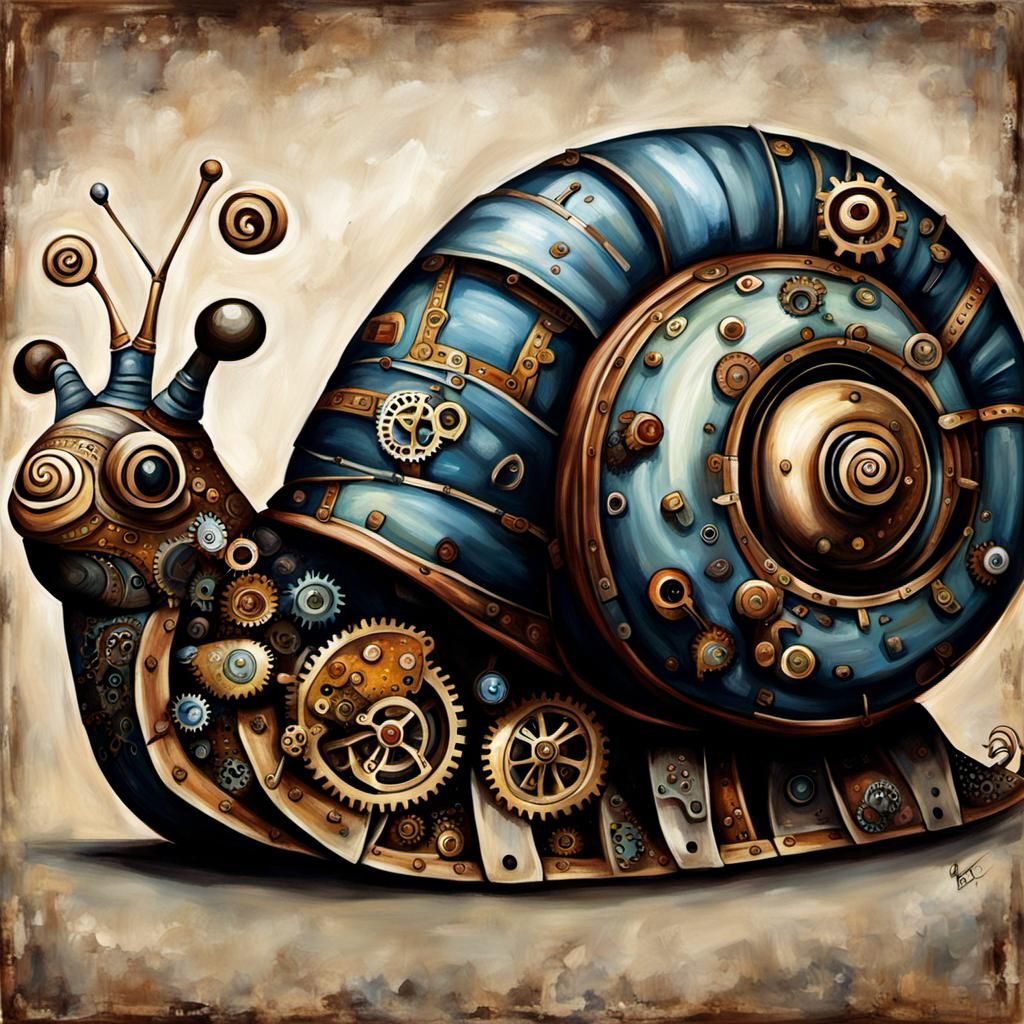Steampunk Clockwork Snail Digital Painting