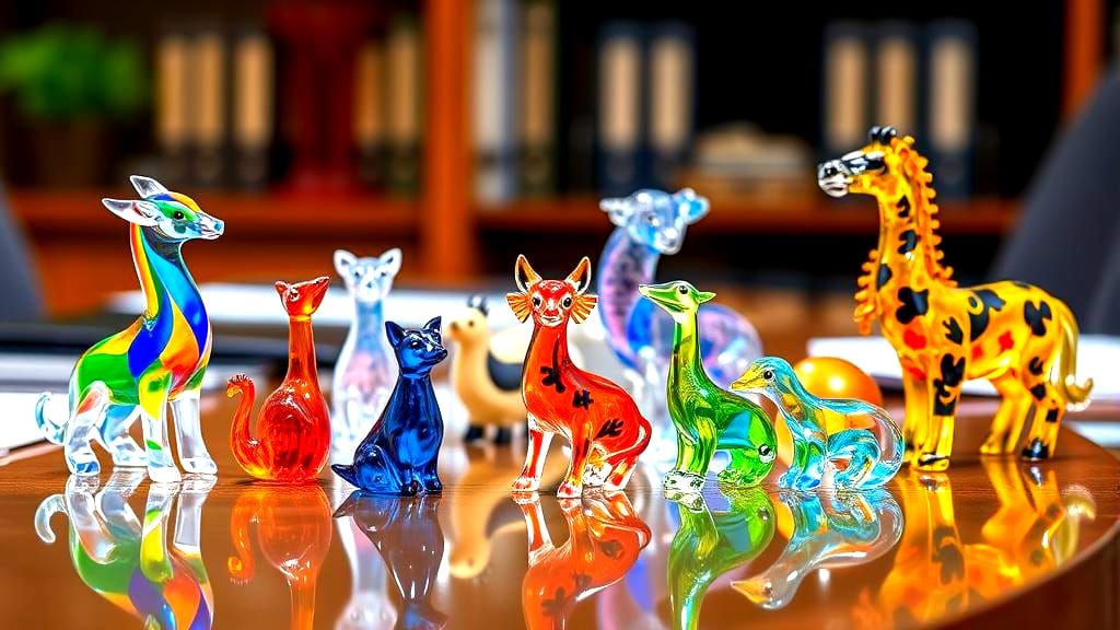 Crystal Glass Animal Figurines with Enamel Patterns