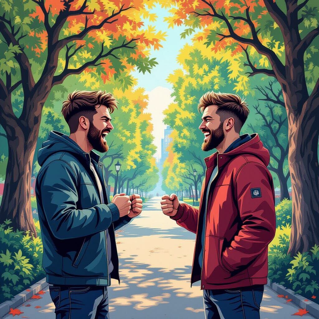 Contrasting Emotions in Abstract Vector Fractal Scene