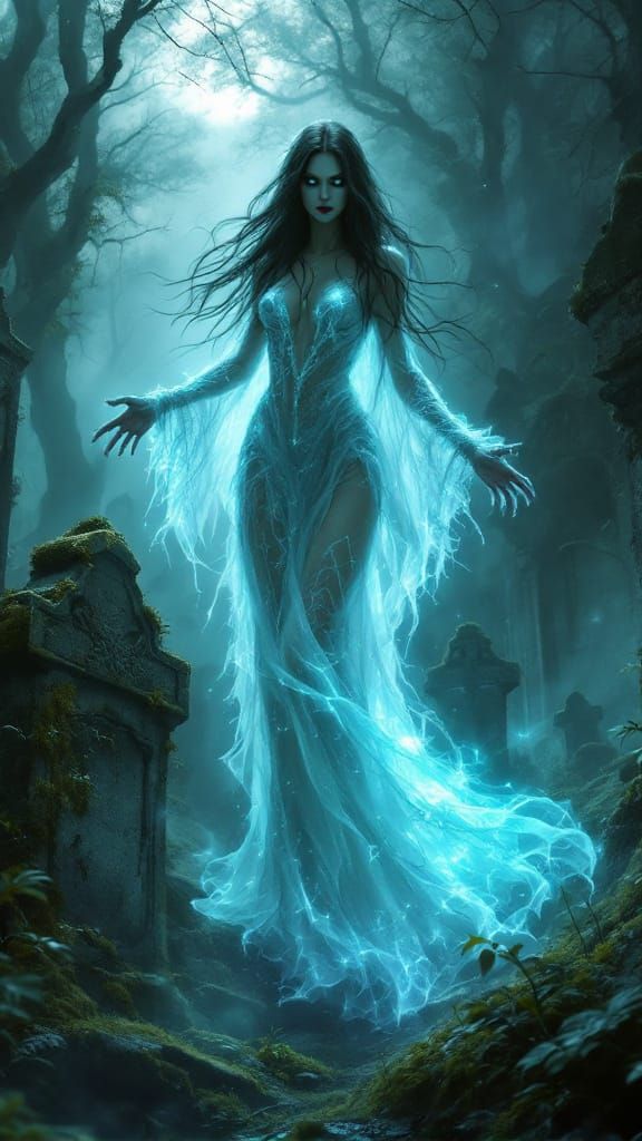 Gothic Specter Rises from Grave in Ethereal Glory