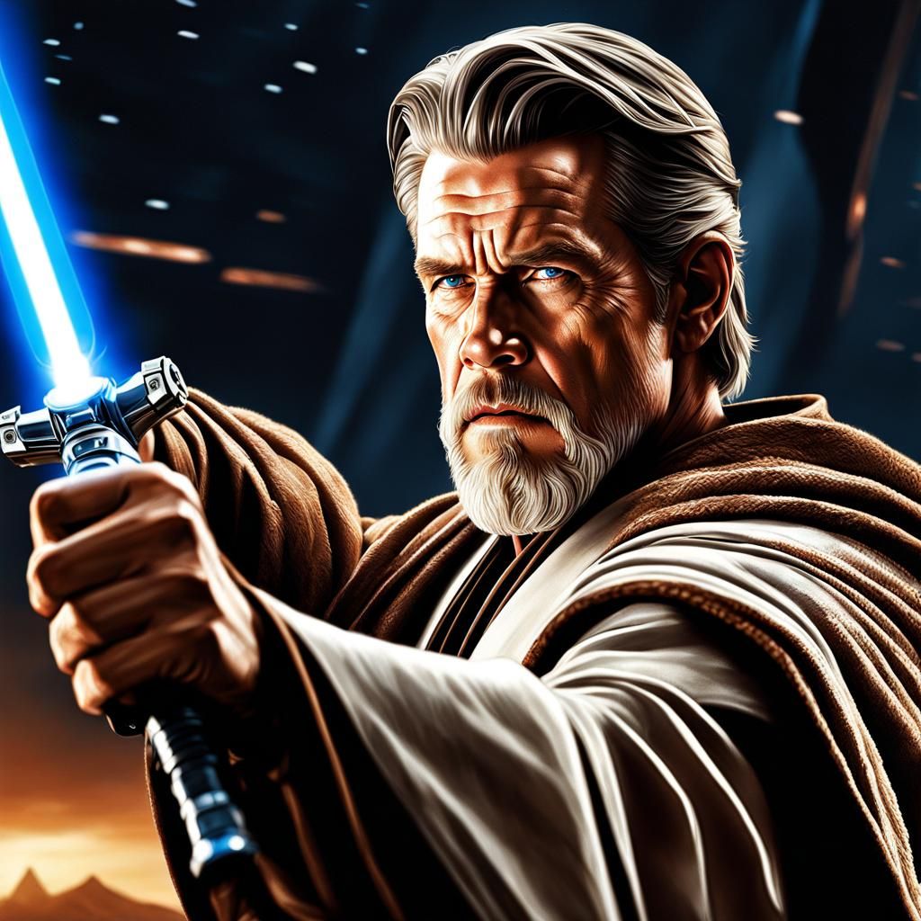 Josh Brolin as Obi-Wan Kenobi in Star Wars Action Scene