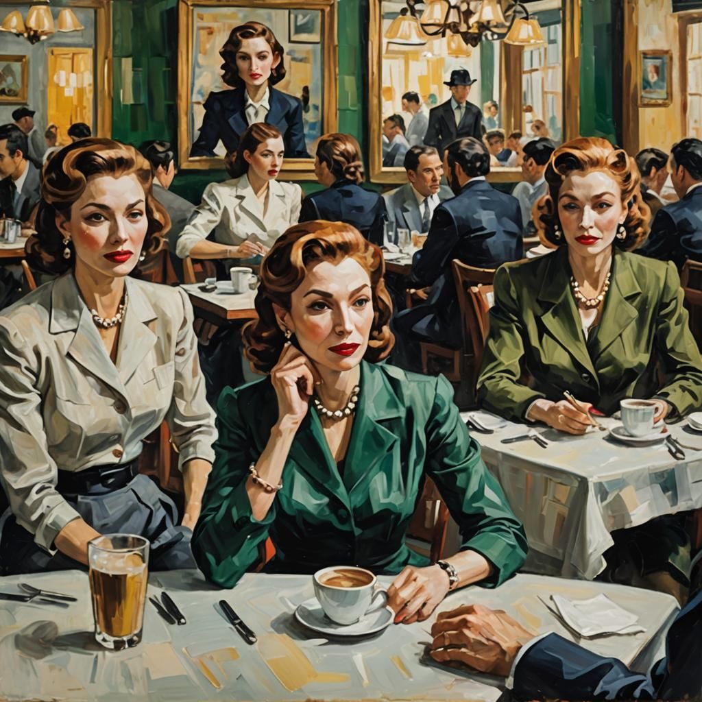 Brazilian Cafe Scene in Impressionist Style