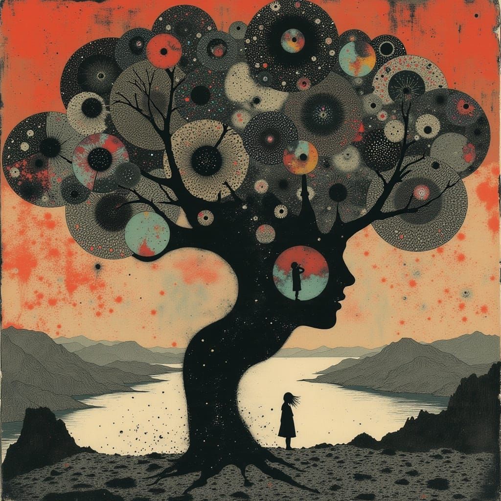 Vibrant Tree of Life in Earthy Splendor, Inspired by Art Nou...