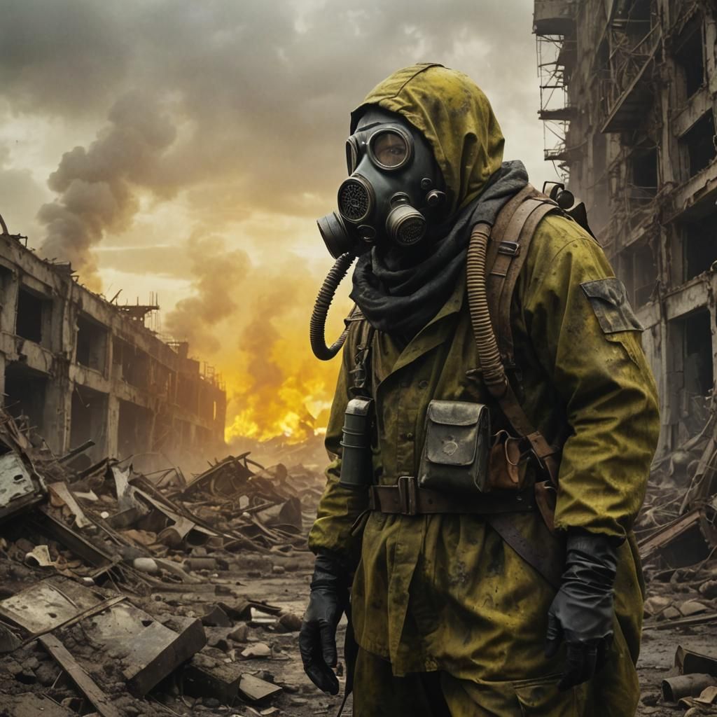 Post-Apocalyptic Scavenger in Nuclear Wasteland