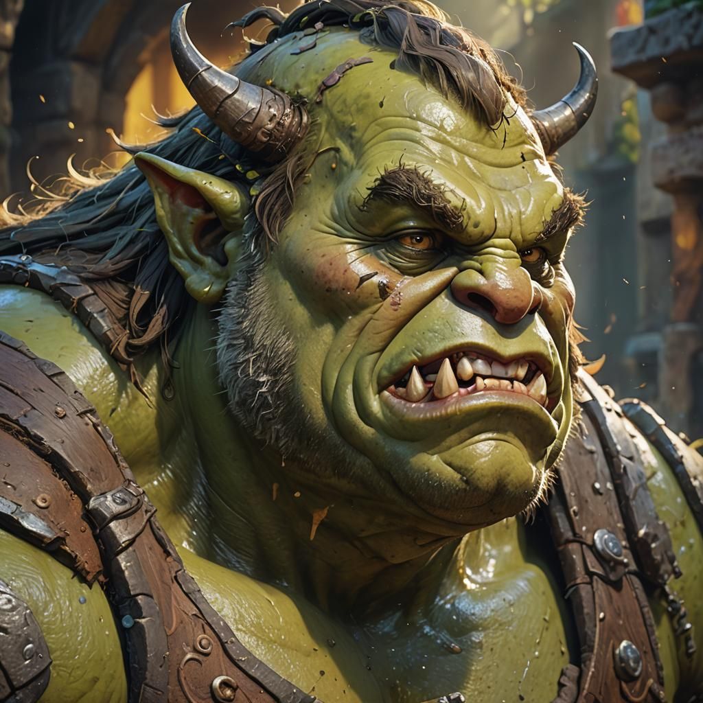 Hyperrealistic Ogre Concept Art with Colorful Depth
