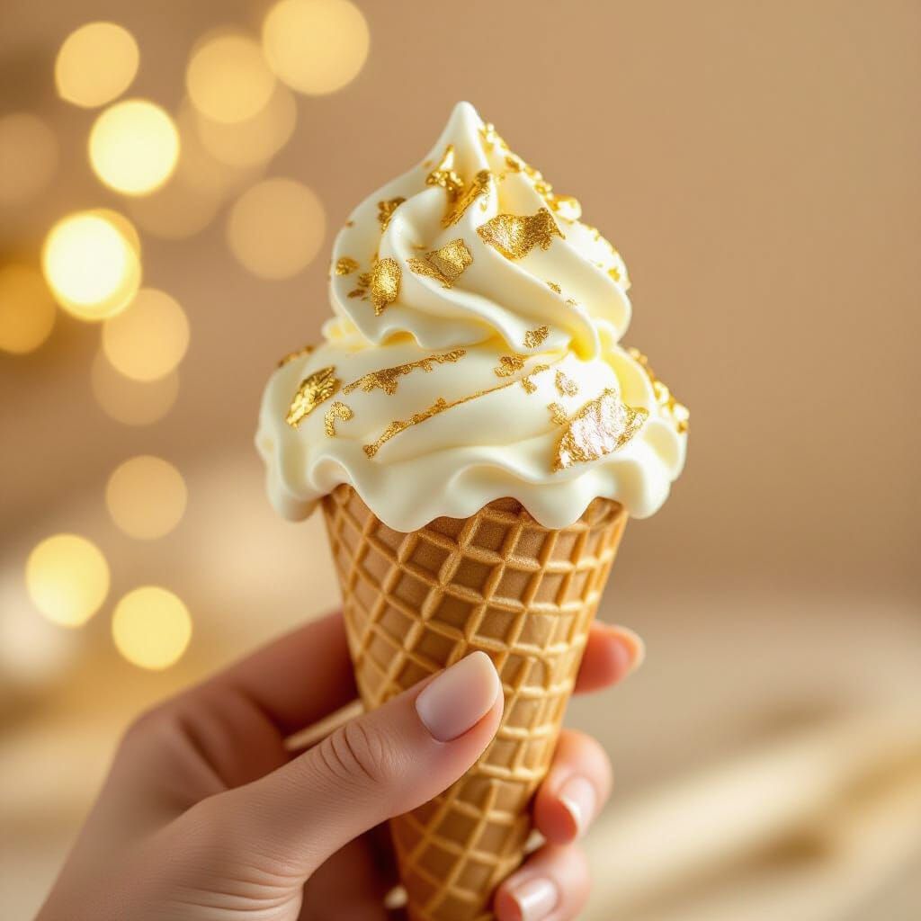Decadent Gold Leaf Ice Cream Cone Photography