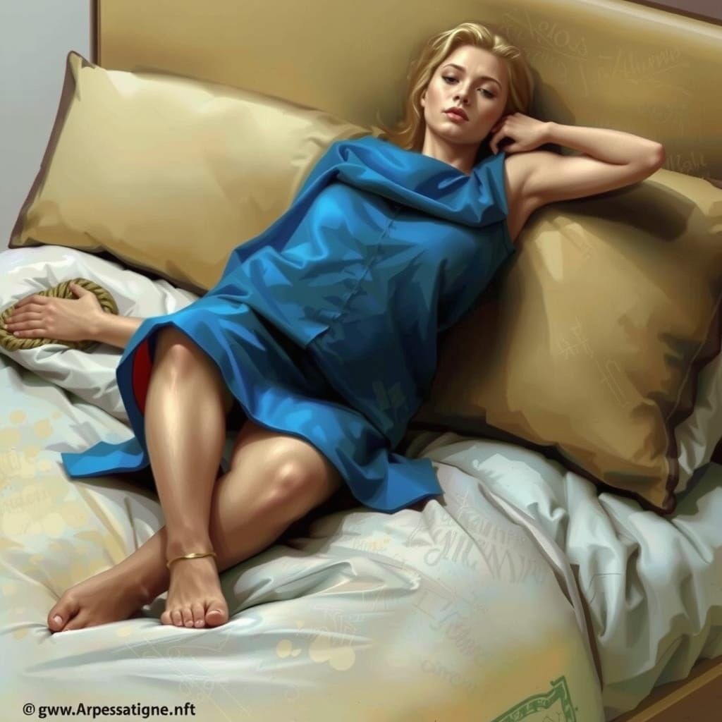 Sleeping Blonde Teakettle Portrait in Hyperdetailed Style