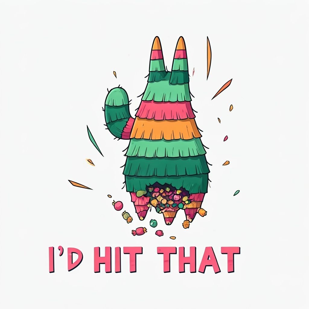 Cartoon Cactus Piñata Explodes with Candy
