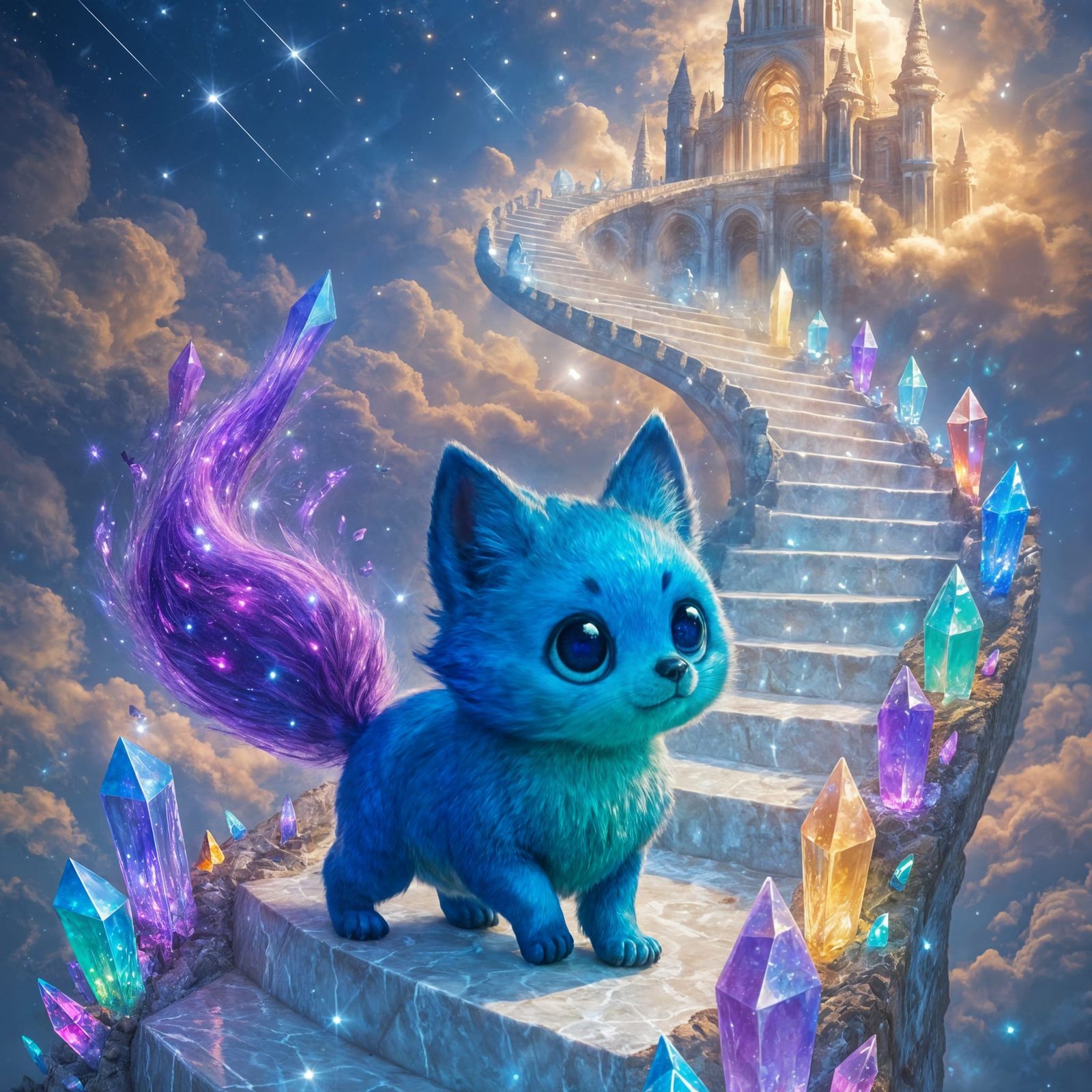 Magical Stairway to Celestial Palace with Fox