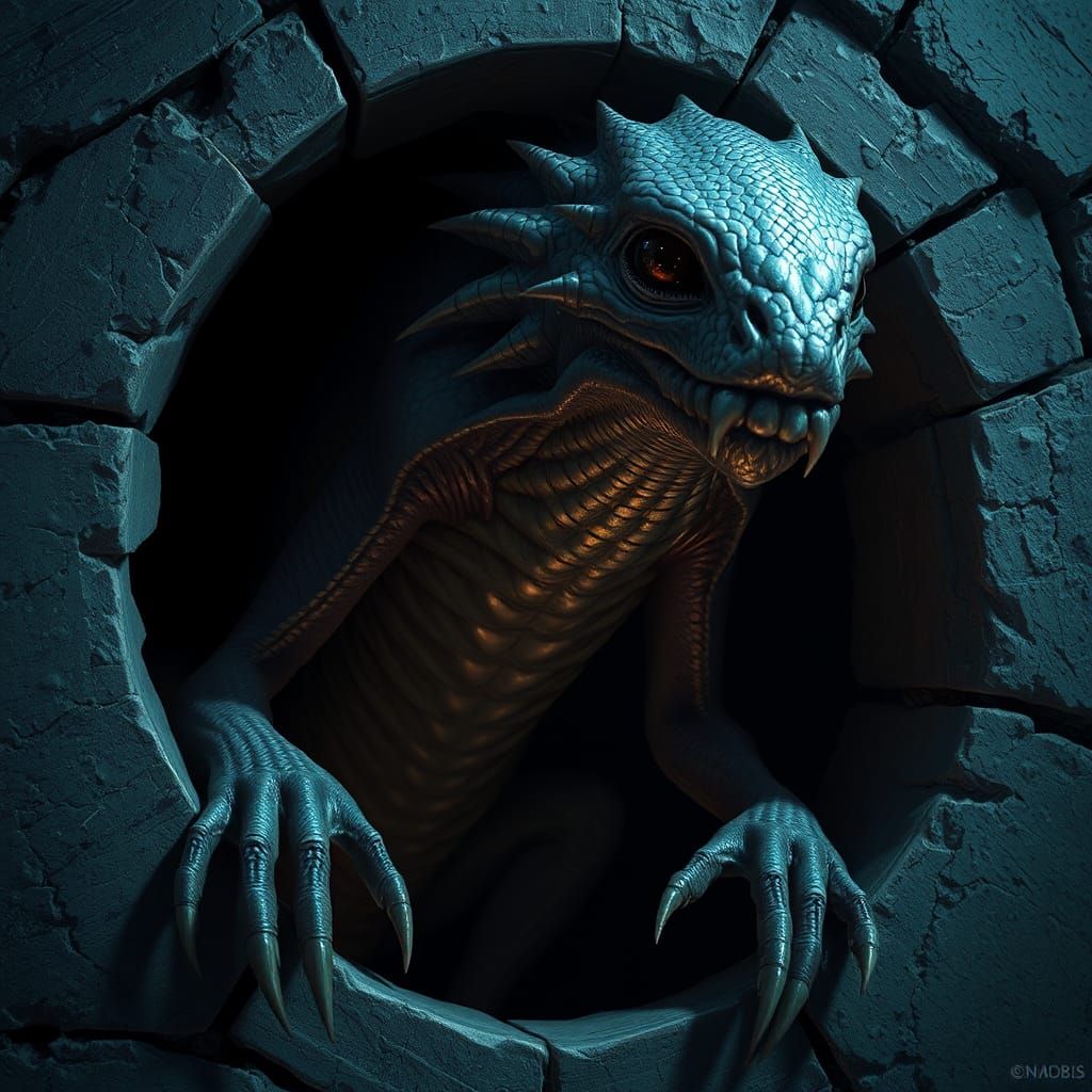 Cryptid Creature in Stone Cell: Hyperrealistic Concept Art