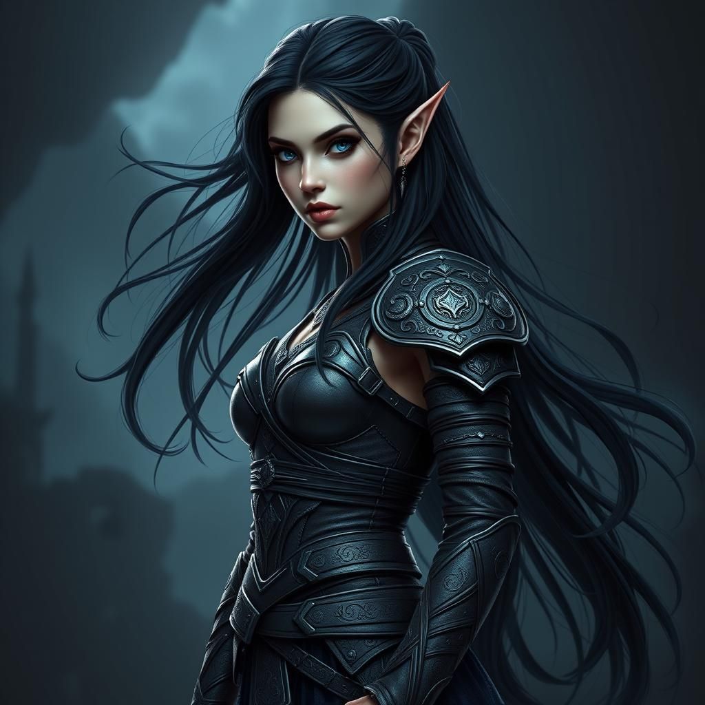 Majestic Elven Warrior in Fantasy Realm