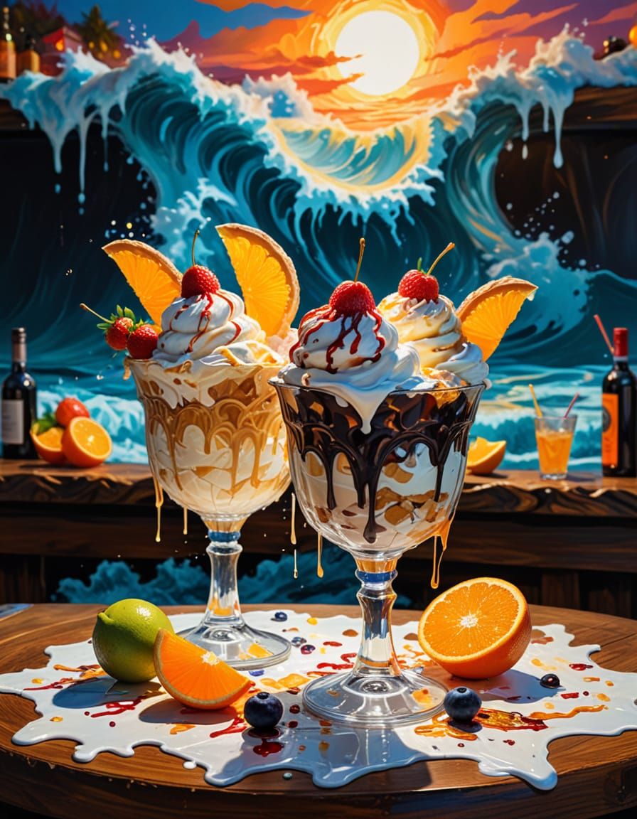 Baroque Hallucination: Impasto Beach Scene with Dancing Silh...