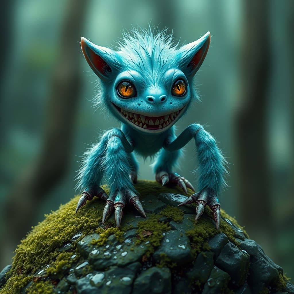Turquoise Monster with Hybrid Features in Atmospheric Forest