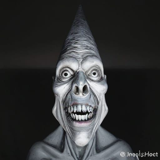 Surreal Noir Horror Figure Stares Out with Malevolent Intens...