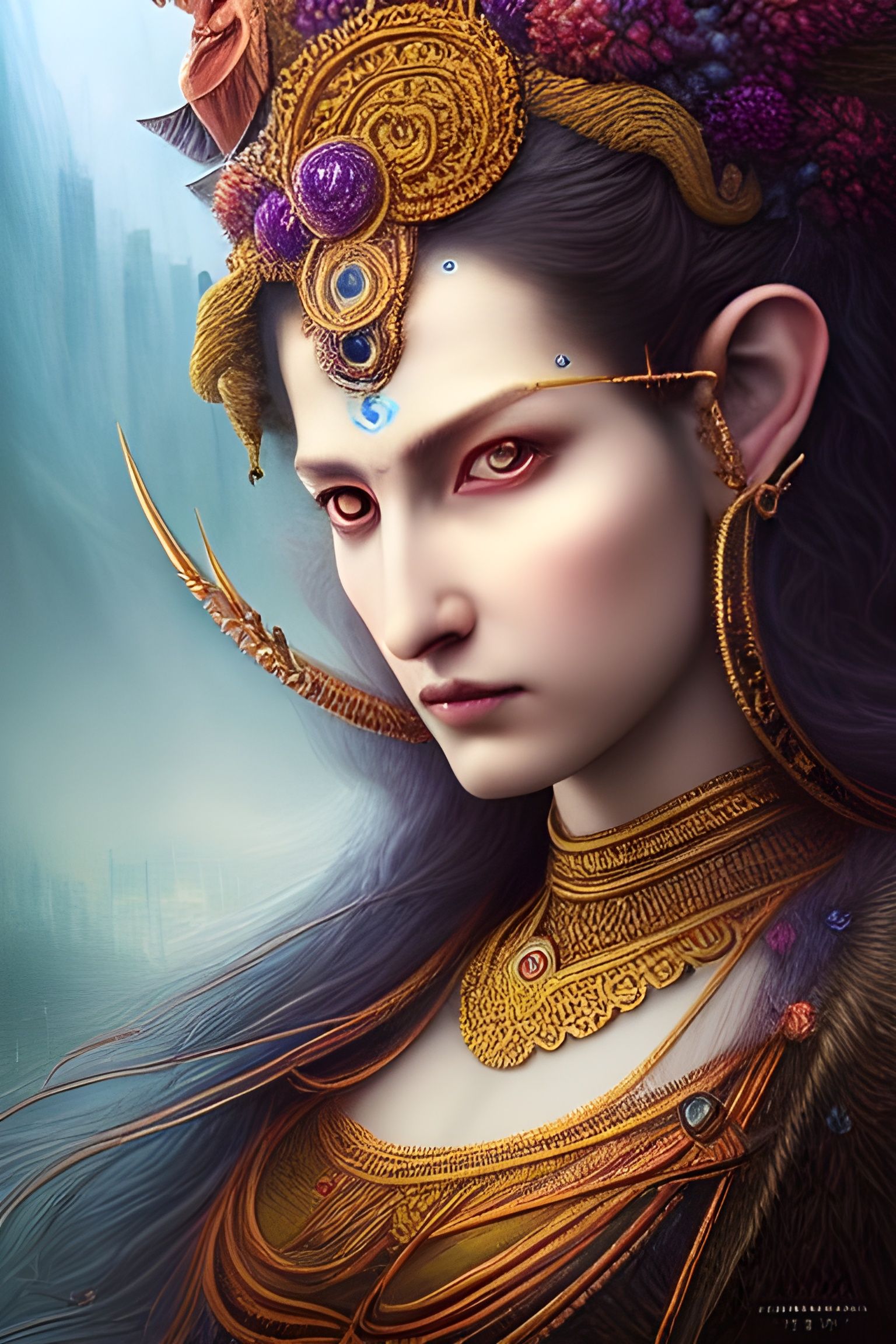 Intricate Portrait of Parvati in Fantasy Art Style