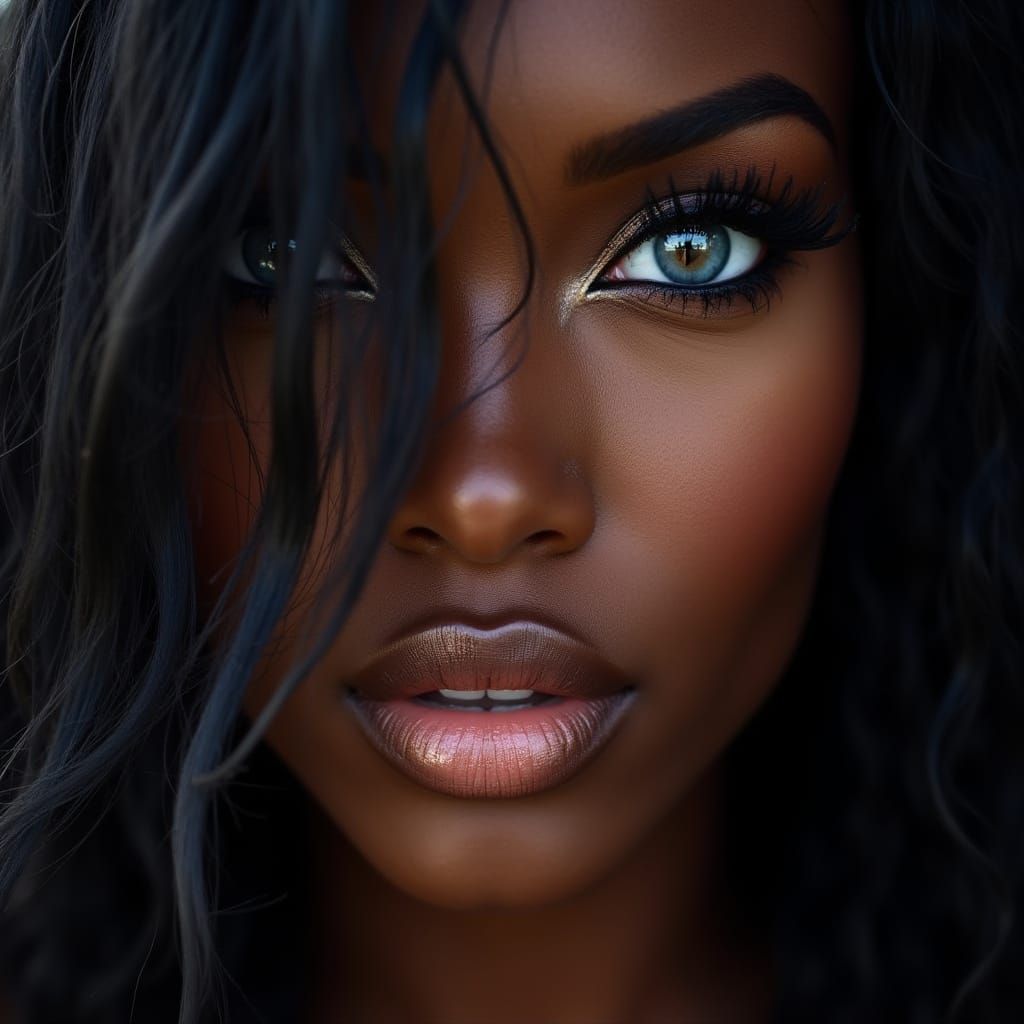 Stunning Black Warrior Goddess Close-Up Portrait