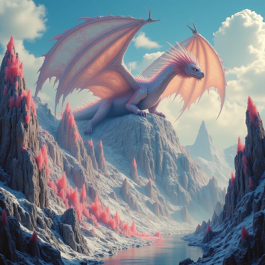 Majestic Cotton Candy Dragon on Rock Candy Mountain