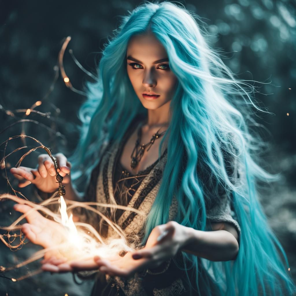 Enchanting Mage Girl Casting Magic Spells
