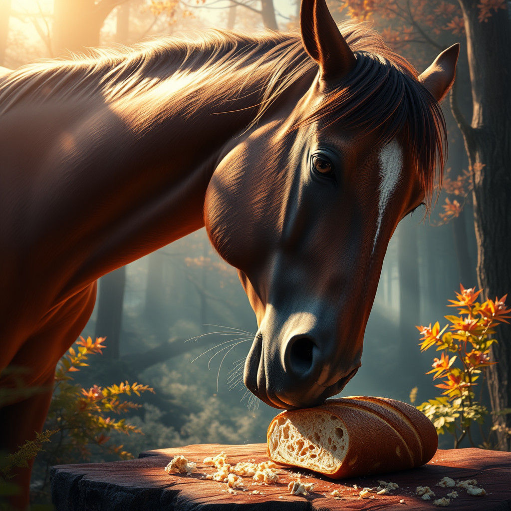 Majestic Horse Crashes into Mystical Forest Bread