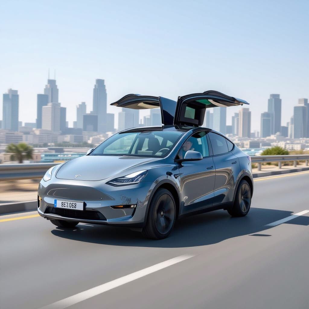 Tesla Model Y Driving on Israeli Roads