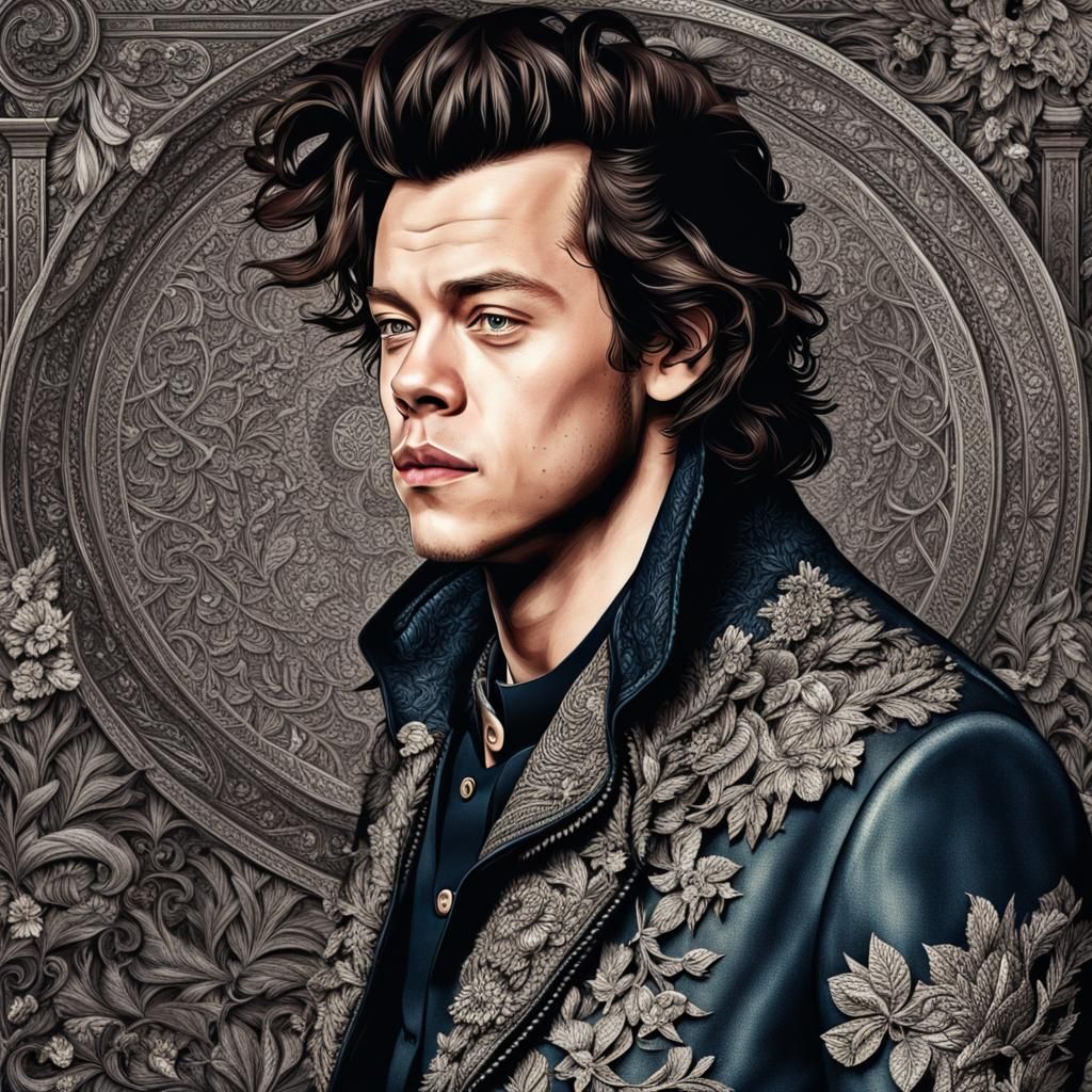 Hyperrealistic Portrait of Harry Styles in HDR