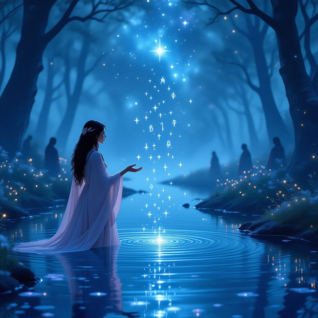 Ethereal Woman Unleashes Runes by Starry Pond