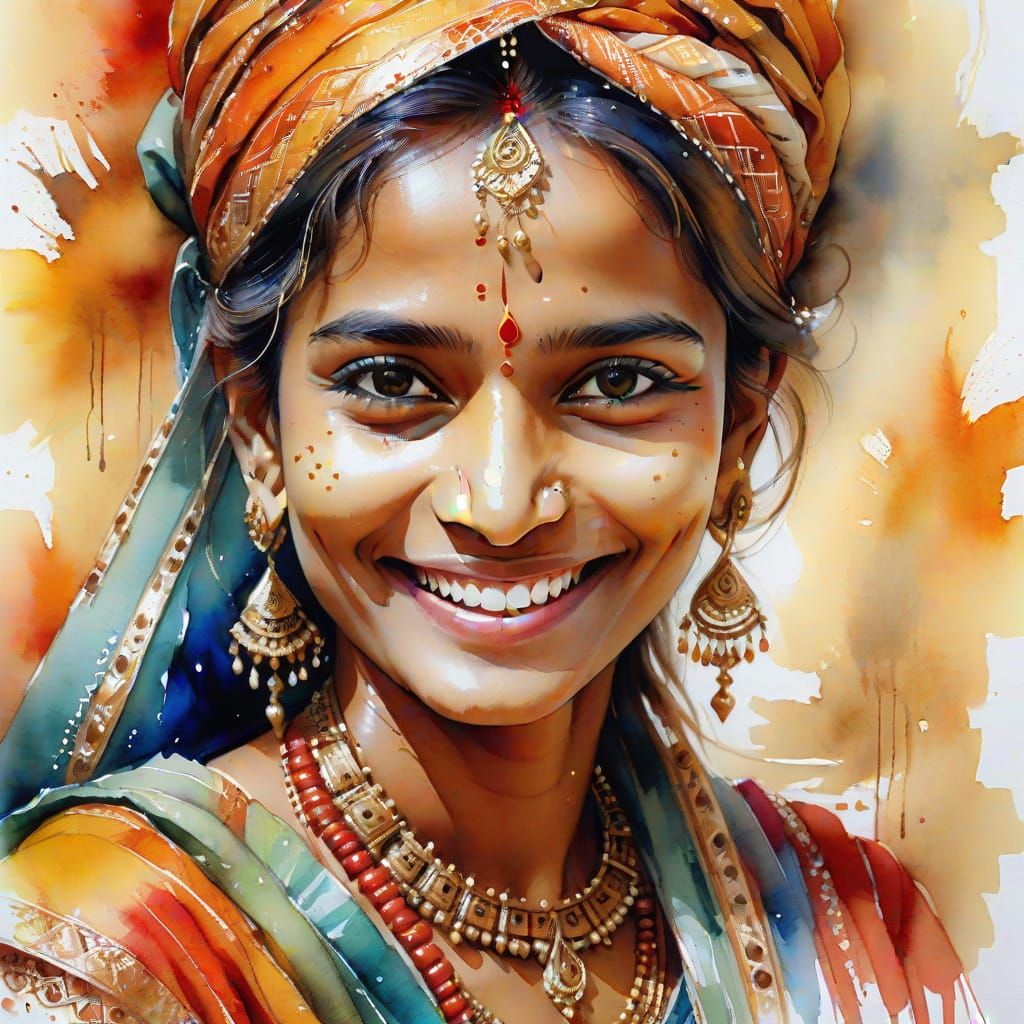 Hindu Woman in Elegant Traditional Attire