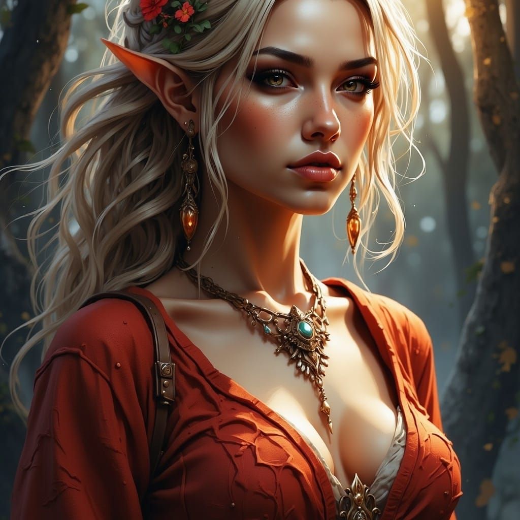 Elegant Elf Portrait in Matte Painting Style