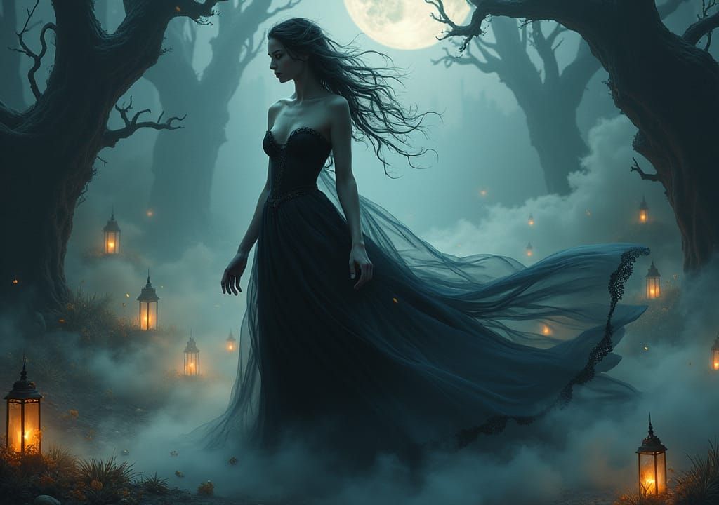 Ethereal Vampire in Enchanted Forest