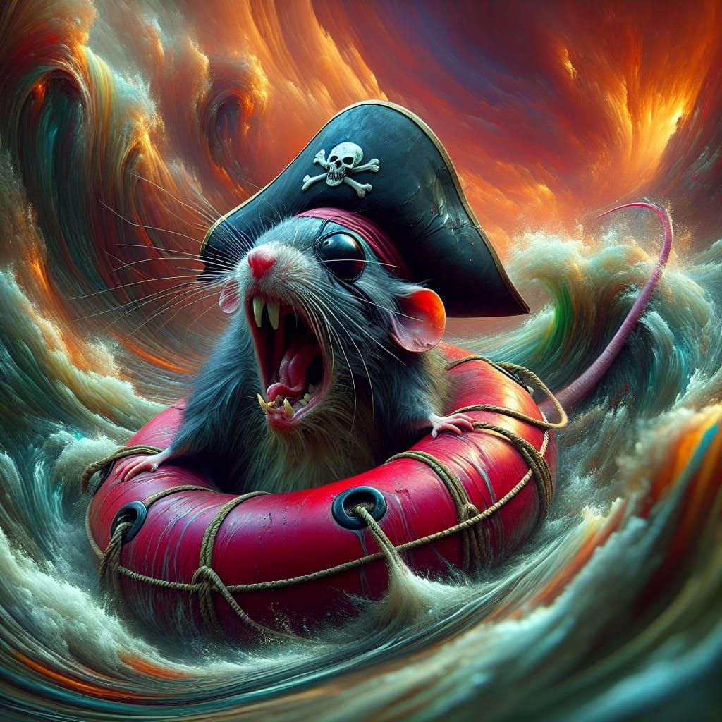 Angry Pirate Rat on Rapids: Fantasy Concept Art