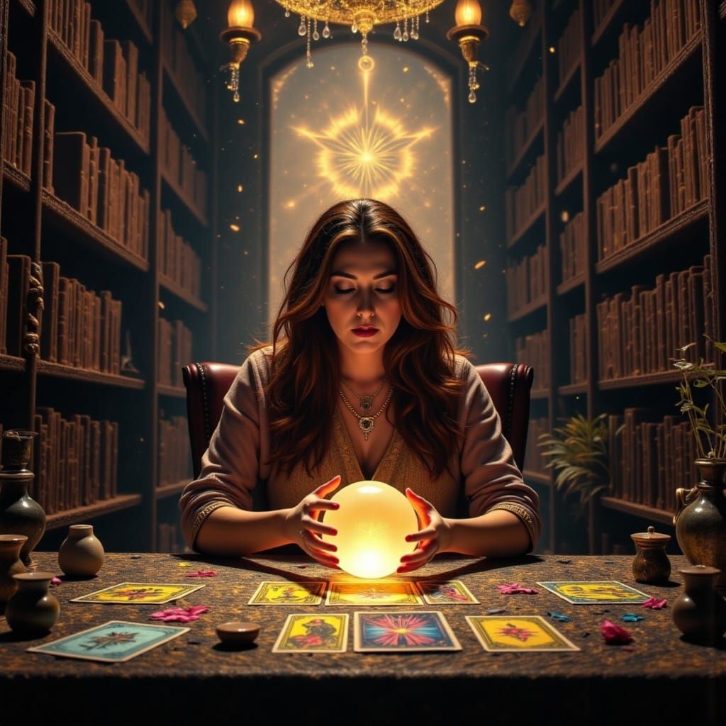 Mysterious Fortune Teller Concept Art in Tarot Style
