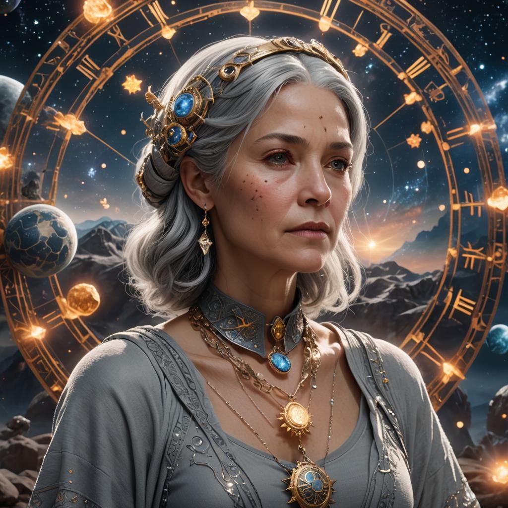 Celestial Zodiac Cancer Goddess in Matte Painting