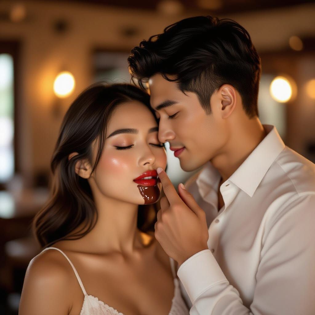 Romantic Close-Up of a Young Couple